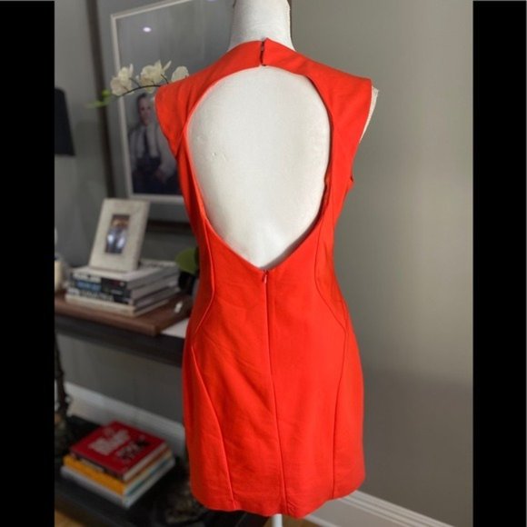 Zara Open Back Cutout Mini Dress Orange Large - Picture 7 of 9